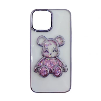 iLike Apple iPhone 11 silikoninis dėklas, spausdintas „Desire Bear“ violetinis