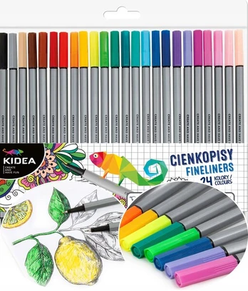 Kidea 24 spalvų plonų rašiklių rinkinys