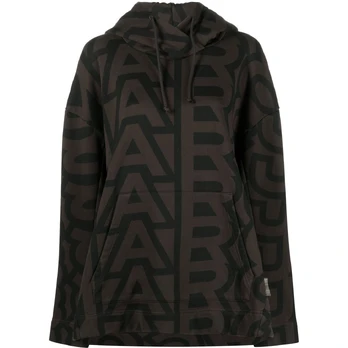 Džemperis moterims, Juoda, Monogram oversized hoodie