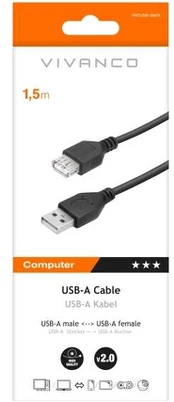Vivanco VNITUSB15MFK, 1.5 m, USB A, USB A, USB 2.0, juodas