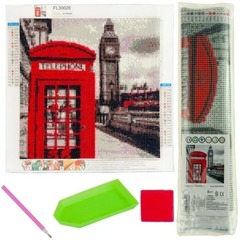 Deimantinė mozaika London, raudona/pilka