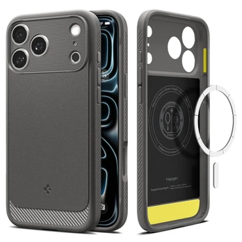Dėklas SPIGEN case RUGGED ARMOR compatible with MagSafe for IPHONE 18 Pro / 17 Pro pilkas