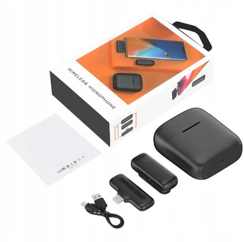 Belaidis atvartinis mikrofonas Lavalier J13 Usb-c + įkrovimo dėklas