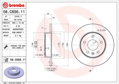 BREMBO 08.C656.11 Brake Disc