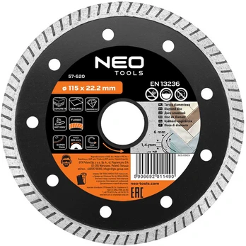 Neo Tools 115 x 22,2 mm deimantiniai diskai, turbo itin ploni