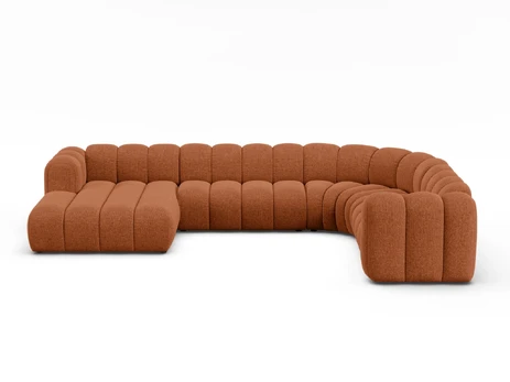 Modular Panoramic Right Corner Sofa, "Lupine", 6 Seats, 370x280x70, Brick