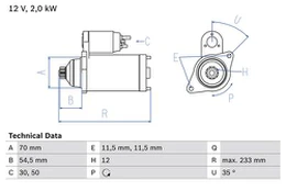BOSCH 0 986 023 540 Starteris