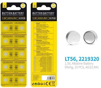 MTK Knapcellebatteri - LT56 Pack 10 - 1.5V, AG3 / LR41