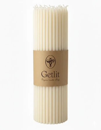 Plonos bičių vaško žvakės, 1 kg, baltos