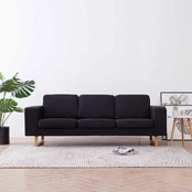 Trivietė sofa, juoda, audinys kaina