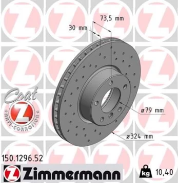 Stabdžių diskas ZIMMERMANN 150.1296.52