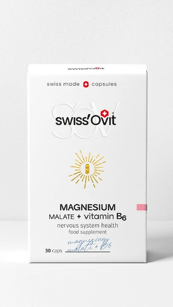SwissOvit Magnio malatas + vitaminas B6, kapsulės, N30