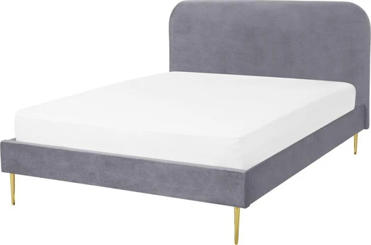 Beliani Velvet Lova 160 x 200 cm Pilka FLAYAT