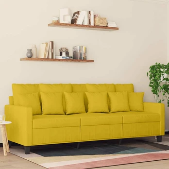 Trivietė sofa, geltonos spalvos, 180cm, aksomas