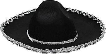 Meksikietiška skrybėlė Sombrero, juoda