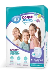 Ontex Bvba Sauskelnės-kelnaitės iD Comfy Junior 17-27kg 14vnt kaina