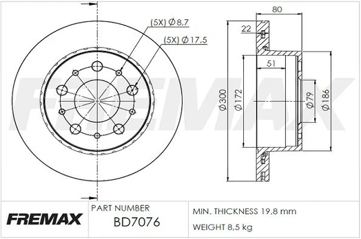 Stabdžių diskas FREMAX BD-7076
