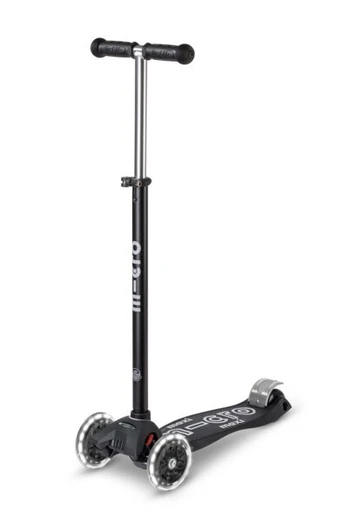 Triratis paspirtukas Micro Maxi Deluxe Eco Led, juodas