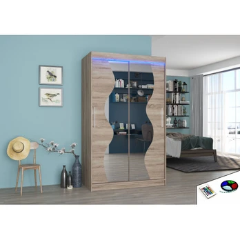 Sliding wardrobe with mirror and lighting LED OSWALD 120