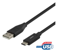Mob. telefono kabelis DELTACO USB 2.0 "C-A", 3A, 1.5m, juodas / USBC-1005M kaina