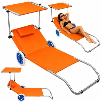 Sulankstomas gultas su stogeliu, oranžinis