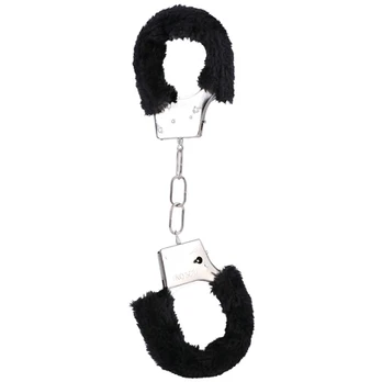 Doc Johnson Pipedream Furry Cuffs Juodas - Comfortable Faux Fur Restraint System