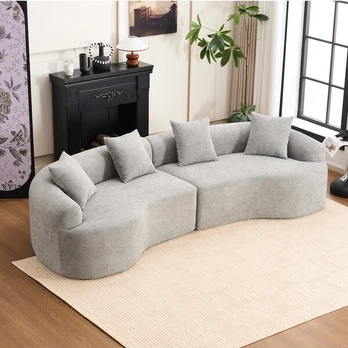Modulinė sofa, 4 vietų, Chenille audinys, pilka, 1 vnt