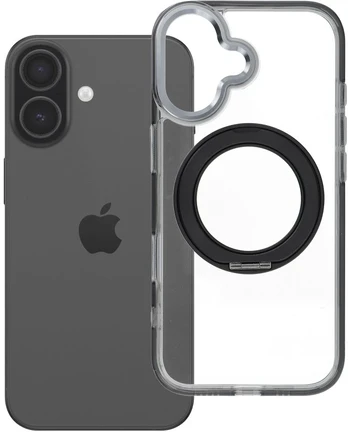 Dėklas Oem Case for iPhone 17 Frame Circle Stand compatible with MagSafe juodas