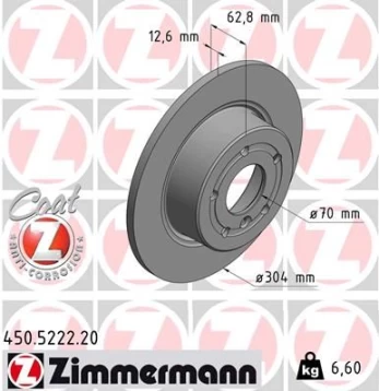 Stabdžių diskas ZIMMERMANN 450.5222.20