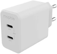 Zagg MOPHIE WALL ADAPTER DUAL USB-C PD 45W GAN Baltas kaina