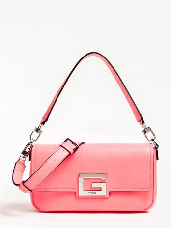Guess, Brightside, Polyurethane, Textile Bag, 4G Logo, Neon Rožinė, For Women