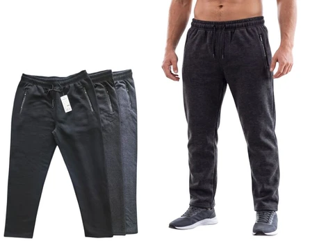 Pašiltintos sportinės kelnės vyrams 6560, juodos, 3XL