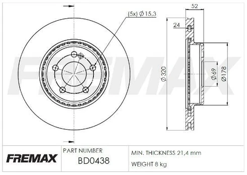 Stabdžių diskas FREMAX BD-0438