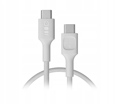 USB-C cable 0.3m 100W Greencell PowerStream Fast Charging PD Snow White