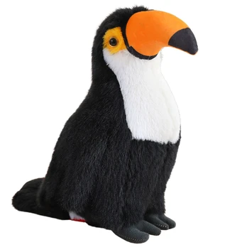 Pliušinis žaislas papūgos Toucan, baltas/juodas, 35 cm