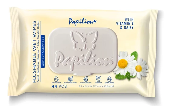 Drėgnas tualetinis popierius PAPILION, 44 vnt.