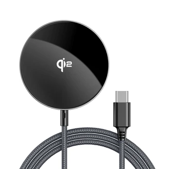 Acefast E24 Qi2 15W Magnetic Inductive Charger with 1.2m USB-C Cable - Juodas