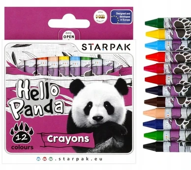 Starpak Hello Panda vaško kreidelės, 12 spalvų