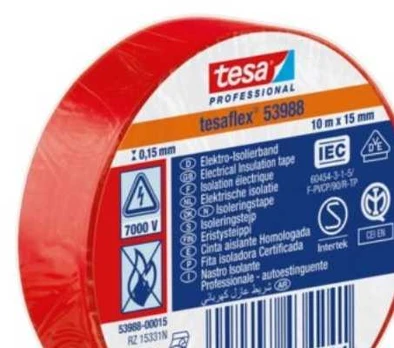 tesa Isoleringstape rød - 15mm x 10m