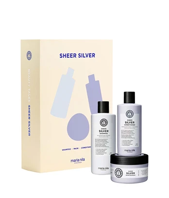 Maria Nila Gift set for neutralizing yellow tones Sheer Silver Moterims