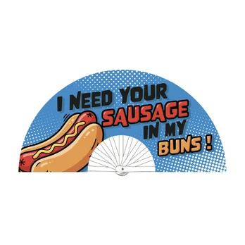 Sausage Fan 64 cm - Large Decorative Polyester Hand Fan