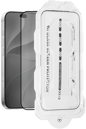 OBAL:ME 5D Glass Screen Protector with Applicator for Apple iPhone 17/17 Pro/18 Pro Juodas