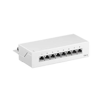 Cat 6 mini/desktop patch panel, 8 portų, baltas - Stp ekranuotas, baltas