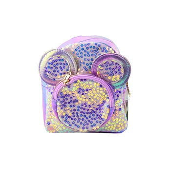Lean Children's Backpack With Sequins Mouse Ears Violetinė 22cm 3L