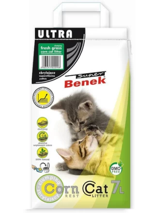 BENEK Super Corn Ultra kačių kraikas Fresh Grass 7 l
