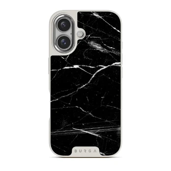 Noir Origin - Black Marble iPhone 16 Case, Elite Light (MagSafe) / Silver