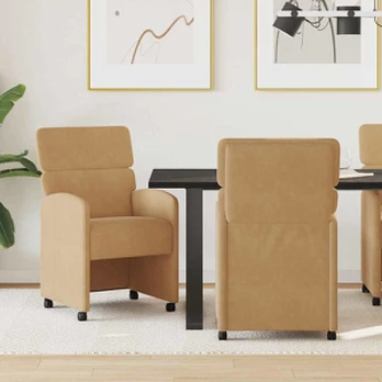 Valgomojo kėdės su ratais 2 pcs Ruda 58 x 65 x 98 cm Aksomas
