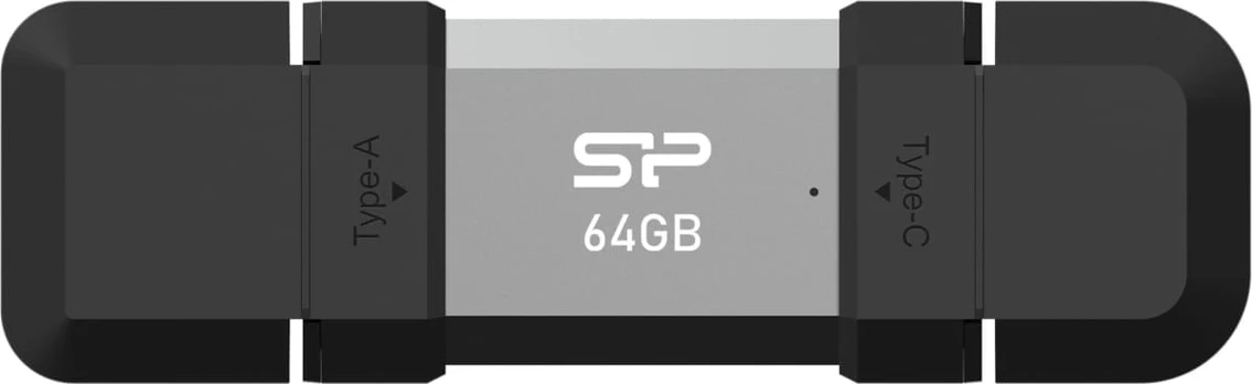 Silicio galia 64 GB, USB TYPE-A ir TYPE-C FLASH DRIVE, MOBILE C51, sidabrinė