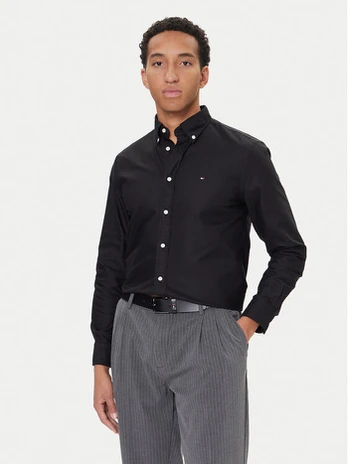 Tommy Hilfiger Marškiniai Solid Heritage MW0MW35774 Juoda Regular Fit