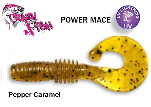 Guminukas Crazy fish Power Mace Pepper Caramel 4 cm Kalmaro